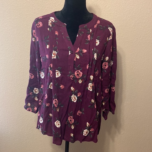 NWT Fun2Fun Kearney Henley Top Dark Purple - Picture 5 of 8